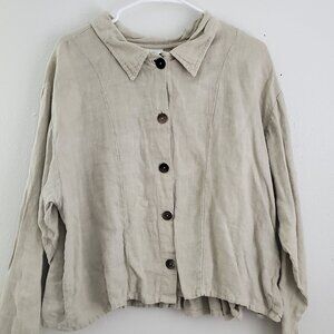 Alywear Linen womens Blouse Top Large Buttons Relaxed Fit Lagenlook Pennsylvania